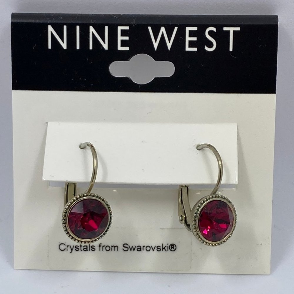 Red Ruby Swarovski Nine West Earrings